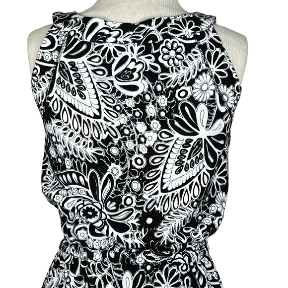 T by Talbots Sleeveless Black & White Casual Knit Dress With Drawstring Waist SP - Picture 8 of 15